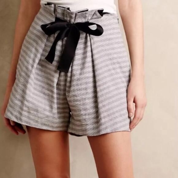 Anthropologie Pants - Anthro Elevenses Seastripe Grey Tie-Front Shorts